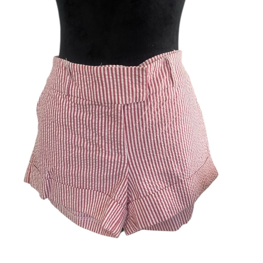 Striped Red and White Women's Shorts - Picture 8 of 8